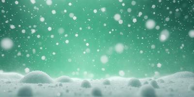 The primary subject of the image is a snowy scene with a green background. The setting appears to be a winter landscape, possibly a forest or a mountainous area. The visual style of the image is a photo, capturing the beauty of the snowfall and the greenery in the background. The colors and mood of the image are predominantly white and cold, with the snow creating a serene and peaceful atmosphere.